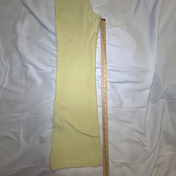 Paloma Flared Leg Pants Mid-Rise Fit Soft Corduroy Wool Fabric Sunny Yellow W 34 - Picture 9 of 12